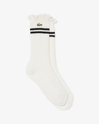 Gerippte Socken mit Spitzenabschluss