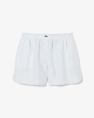 Gestreifte Loose Cut-Shorts aus Leinen