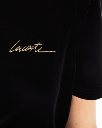 Damen T-Shirt aus Samt mit Rundhals LACOSTE L!VE