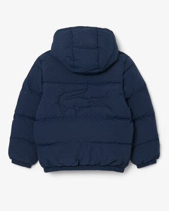 Unisex Puffer-Jacke mit Kapuze und gesticktem Krokodil