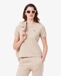 Slim Fit Jacquard-T-Shirt mit Monogramm