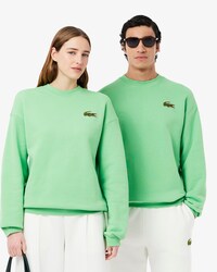 Loose Fit-Sweatshirt aus Fleece mit Akzent-Badge