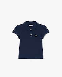 Polohemd aus Mini Piqu&eacute; mit gewelltem Kragen
