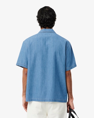 Relaxed Fit-Hemd aus Denim mit offenem Ausschnitt