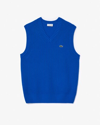 Ärmelloser Pullover aus Tuchwolle mit V-Ausschnitt