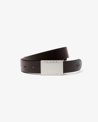Glatter Ledergürtel mit 2 Schnallen, Geschenkset