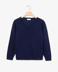 Damen Woll-Pullover mit V-Ausschnitt