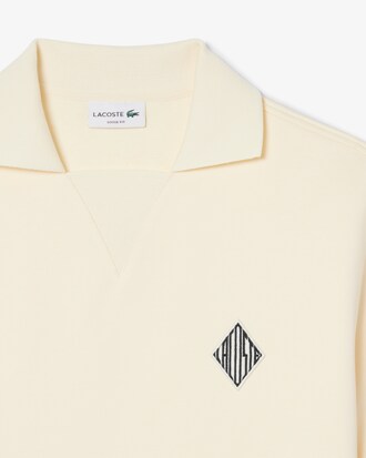 Loose Fit-Polohemd aus Fleece mit Badge-Akzent