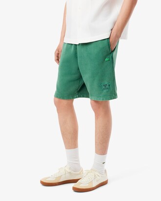 Shorts aus Baumwollfleece mit verwaschenem Effekt