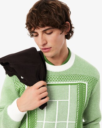 Pullover aus Jacquard mit Tennisplatz-Grafik