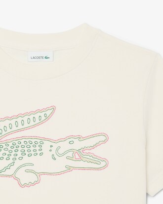 T-Shirt aus Baumwolle mit gesticktem Krokodil