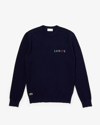 Herren-Pullover mit bunter Stickerei aus Baumwollmischung