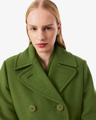 Langer Marinemantel Runway aus Slub-Wole