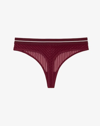 Tangas aus Mesh mit Samtstreifen