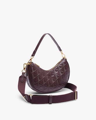 Halbmondf&ouml;rmige Tasche Maheki aus gepr&auml;gtem Leder