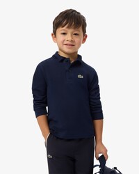 Polohemd aus Petit Piqu&eacute; mit langen &Auml;rmeln