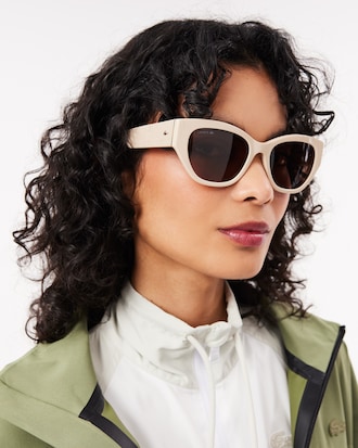 Rechteckige Acetat-Sonnenbrille mit Monogramm
