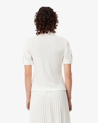 Slim Fit-Polohemd aus flie&szlig;endem Jersey mit Puff&auml;rmeln