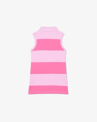 Gestreiftes, &auml;rmelloses Polokleid aus Petit Piqu&eacute;