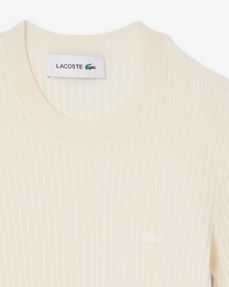 Rippstrickpullover aus Merinowolle mit kurzen Ärmeln