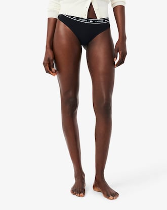 Tangas aus Stretch-Baumwolle mit Logo-Bund