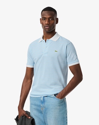 Classic Fit-Polohemd L.12.12 aus Petit Piqué mit Streifen