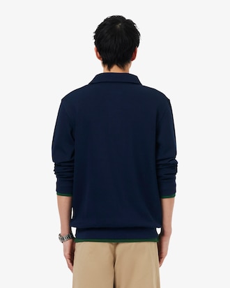 Rippstrick-Sweatshirt aus Baumwolle mit Polokragen