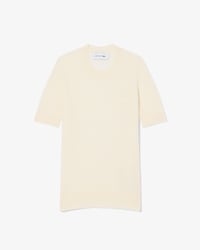 Rippstrickpullover aus Merinowolle mit kurzen &Auml;rmeln