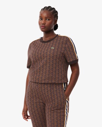 Slim Fit Jacquard-T-Shirt mit Monogramm