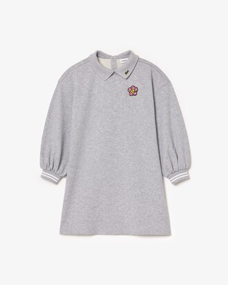 Kleid aus Fleece mit Blumen-Badge