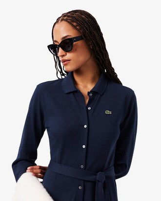 Polokleid aus Petit Piqu&eacute; mit G&uuml;rtel