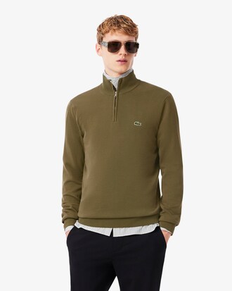 Pullover aus Baumwolle mit Reißverschluss und hohem Kragen