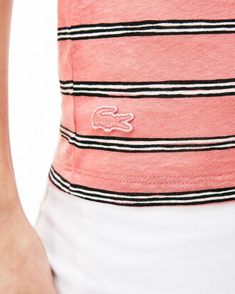 Damen Jersey T-Shirt mit weitem Rundhals und Streifendesign