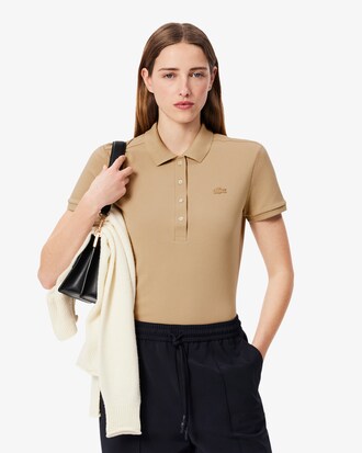 Slim Fit Damen LACOSTE Poloshirt aus Stretch-Baumwoll-Piqu&eacute;