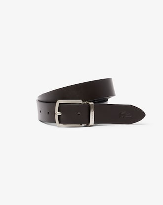Glatter Ledergürtel mit 2 Schnallen, Geschenkset