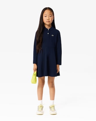 Polokleid aus Stretch-Piqué mit langen Ärmeln
