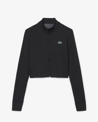 Tennis-Midlayer mit Rei&szlig;verschluss aus Stretch-Materialmix
