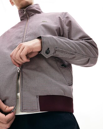 Herren Harrington Jacke mit Fischgr&auml;t-Muster