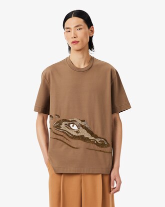 T-Shirt Runway mit perlenbesetztem Krokodil