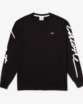 Unisex LACOSTE LIVE T-Shirt mit Signatur-Print