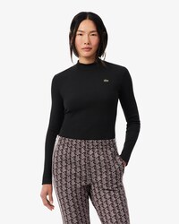 Slim Fit-T-Shirt mit langen &Auml;rmeln und hohem Kragen