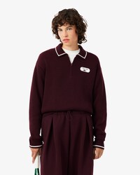 Badge Accent Tennis Heritage Zipped Polo Collar Sweater