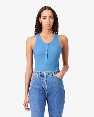Slim Fit-Tr&auml;gerhemd aus Baumwoll-Rippstrick