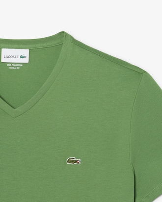 T-Shirt aus leichter Pima-Baumwolle mit V-Ausschnitt