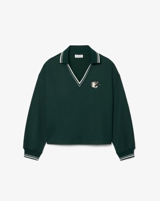 Oversized-Sweatshirt mit Stickerei und Polokragen