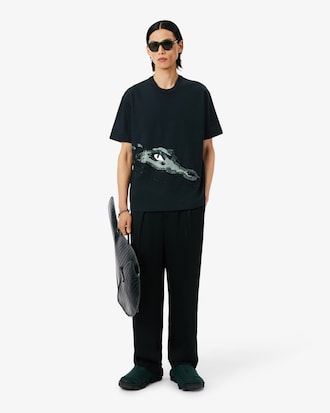 T-Shirt Runway mit perlenbesetztem Krokodil