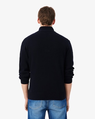 Pullover aus Tuchwolle mit Rei&szlig;verschluss und hohem Kragen
