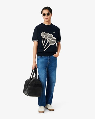 &Auml;rmelloser Pullover aus Baumwoll-Jacquard