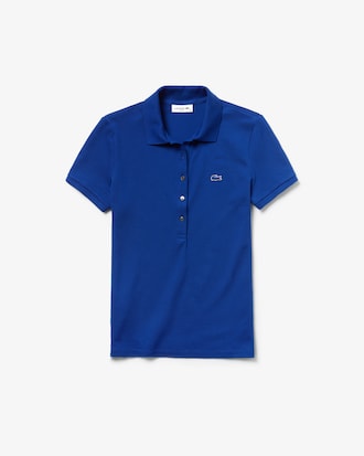 LACOSTE Slim Fit Damen-Poloshirt aus Mini-Piqu&eacute; mit Stretch