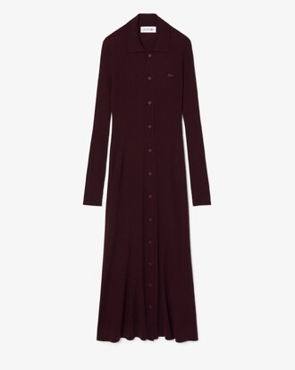 Merinowollkleid mit Kragen und 3D-Strick